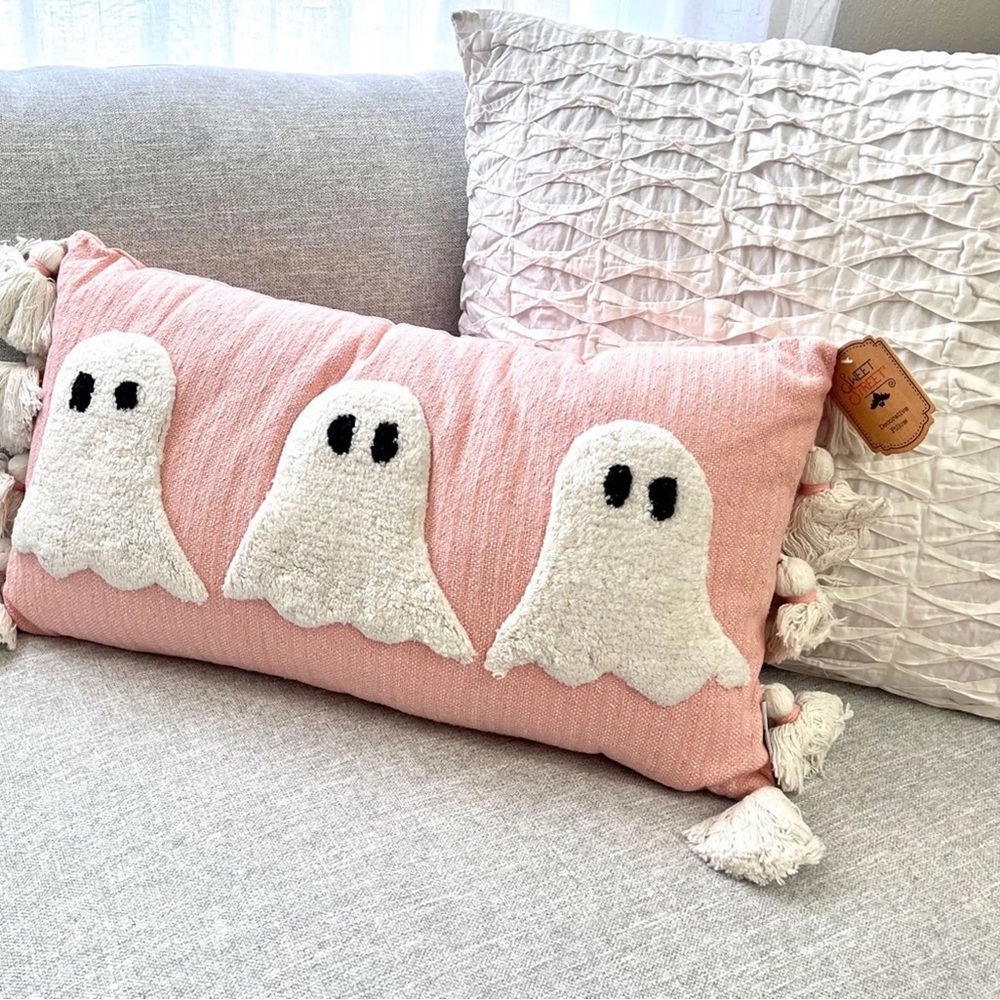 VIRAL Home Goods Sweet Street Pink Ghost Pillow